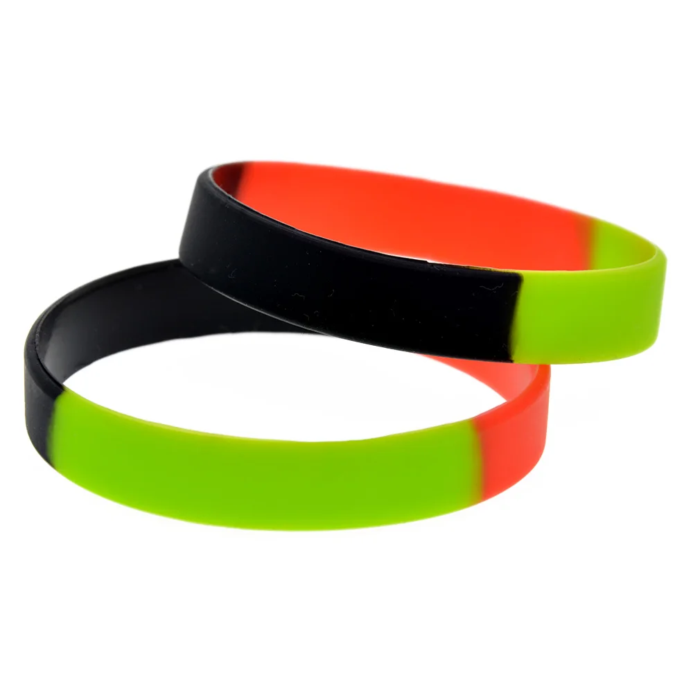 1 PC Segmentiertes Farbiges Silikon-Armband Grün Schwarz Rot Schlichtes Charmantes Gummi-Armband Unisex – Detail 6