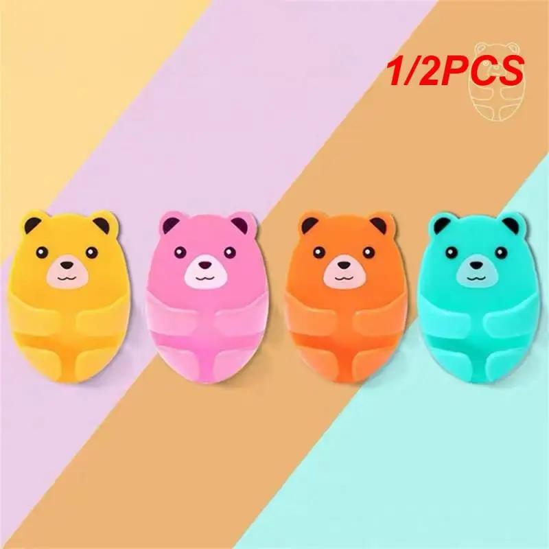 1/2PCS Plug Hook Self-adhesive Multi-Purpose Hooks Punch-free Wall Mounted Power Plug Holder Bear Shape Plug Storage Hook For