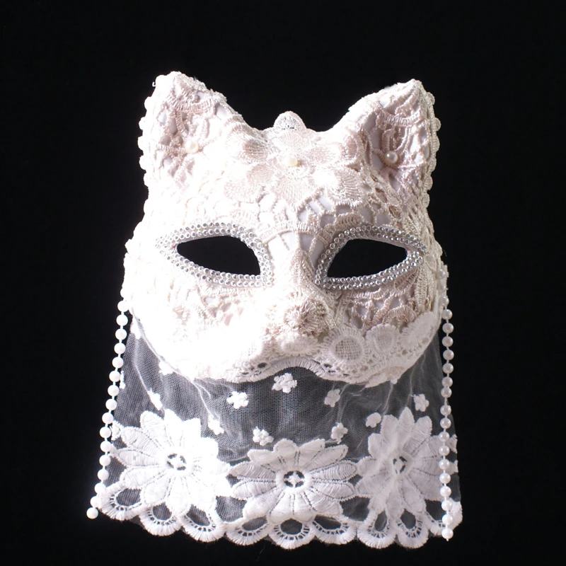 

Mask PVC Women's Pink Lace Full Face Embroidery Singing Adult Suitable for Party Ball Halloween Bar Secret Room Decoration Props