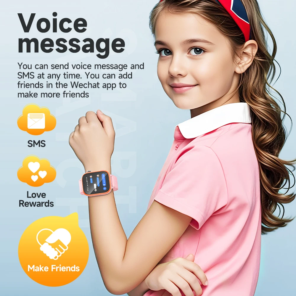 HOCO Y101 4G Smart Watch For Children Boy Girls 1.83 inch 2.5D HD Touch Screen Support GPS/LBS/WiFi/Call Kids Smart Watch 680mAh