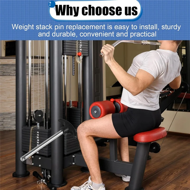 

RTSHE-2 шт. штифт для весового стека, диаметр растяжения 3/8 дюйма, фиксирующий пространство, штифты для машины для тяжелой атлетики, сменный штифт для стека веса
