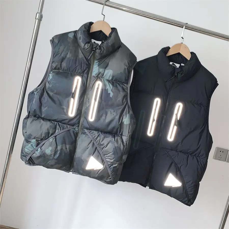 

American Fashion Reflective Waterproof Mens Jacket Camouflage Mens Vest Thick Down Cotton Jacket Vests Warm Outdoor Men Clothing