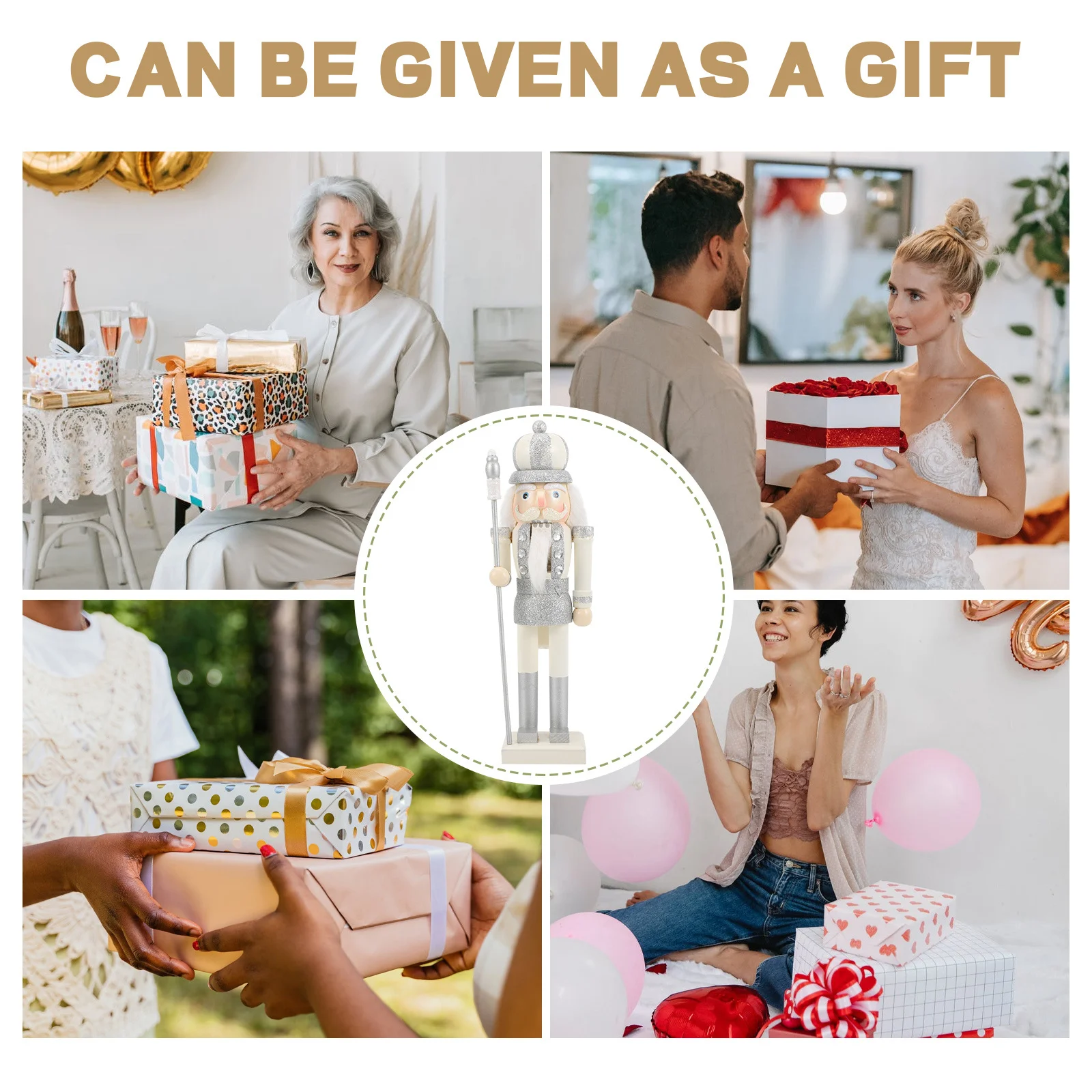 

1pc Wooden Nutcracker Decor Soldier Figure Xmas Table Ornament Home Garden Desktop Decoration Wedding Party Supply