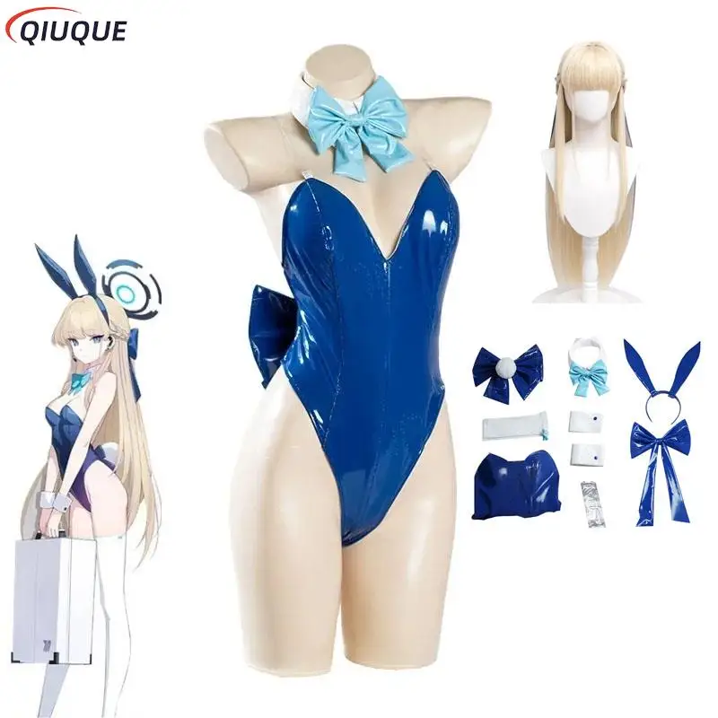 Game Blue Archive Asuma Toki Cosplay Costume Wig Sexy Kawaii Bunny Girl Jumpsuit Women Fantasia Halloween Party Clothing