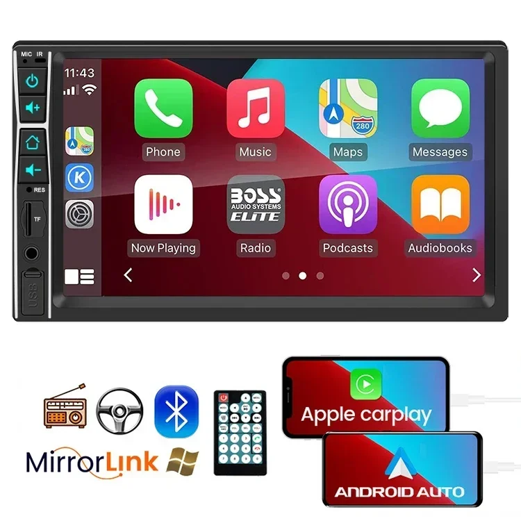 7032B wholesale 12V 7 inch 800*480 Touch Screen double din LCD stereo Car Radio carplay monitor