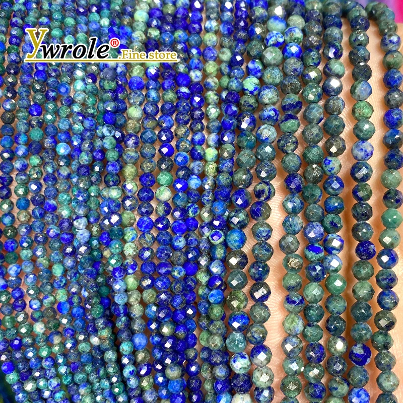 2/3/4MM Faceted Natural Stone Chrysocolla Round Loose Spacer Beads for Jewelry Making DIY Bracelet Charms Accessories 15''