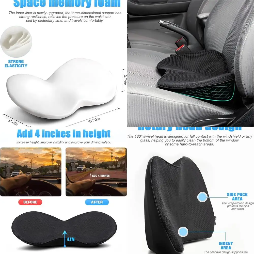 

Car Seat Cushion, Memory Foam Auto Wedge Seat Pad, Comfort Low Back and Tailbone Sciatica Pain Relief Driving Pillow, Breathable