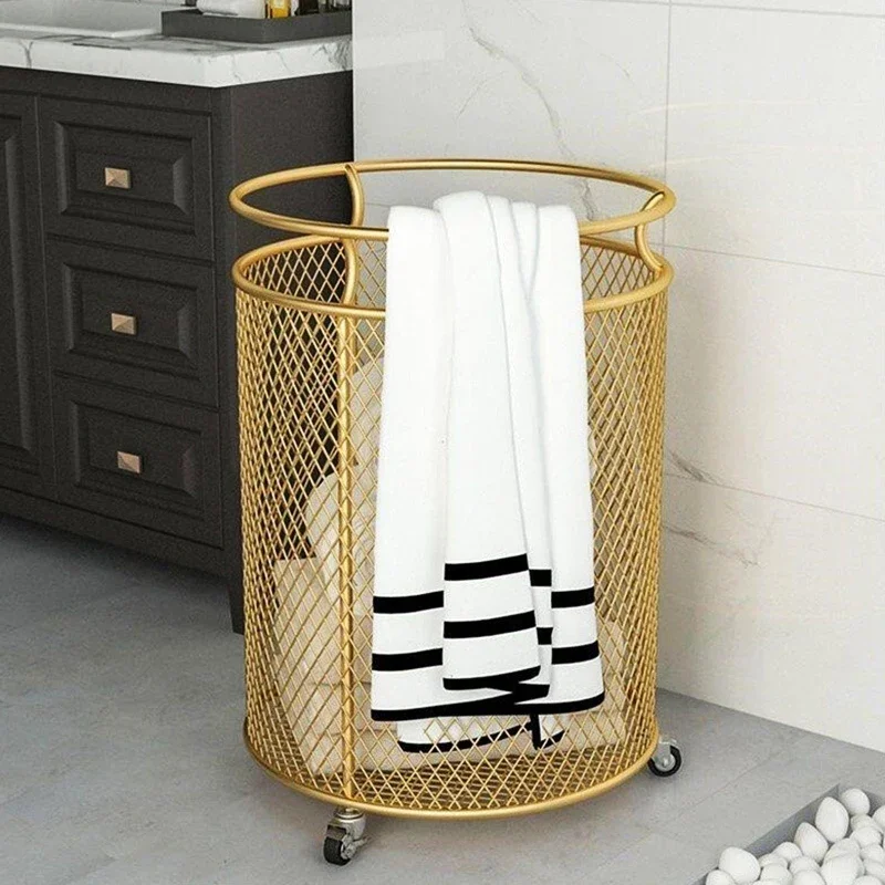 

Nordic Light Luxury Laundry Basket Nano Baked Paint Finish, Mesh Clothes Organizer Sleek Bathroom Accessory
