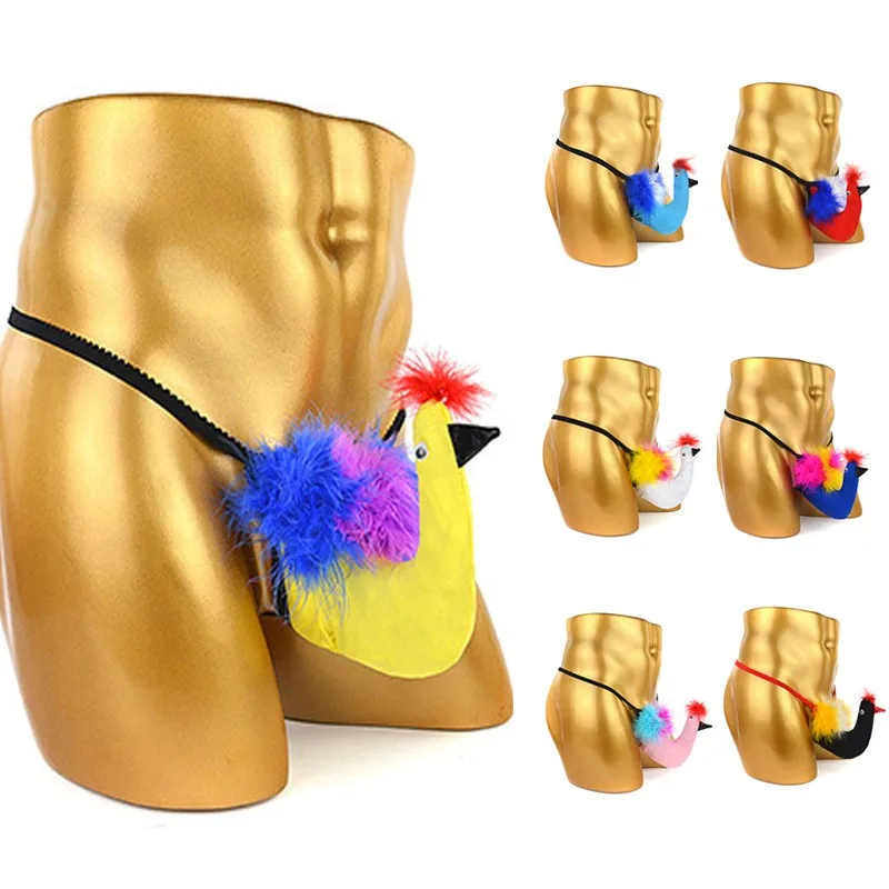 Funny Big Bird Penis Pouch Thongs Men Erotic Lingerie Breathable Sexy G-string Nightclub Stage Underwear T-back Tanga For Party