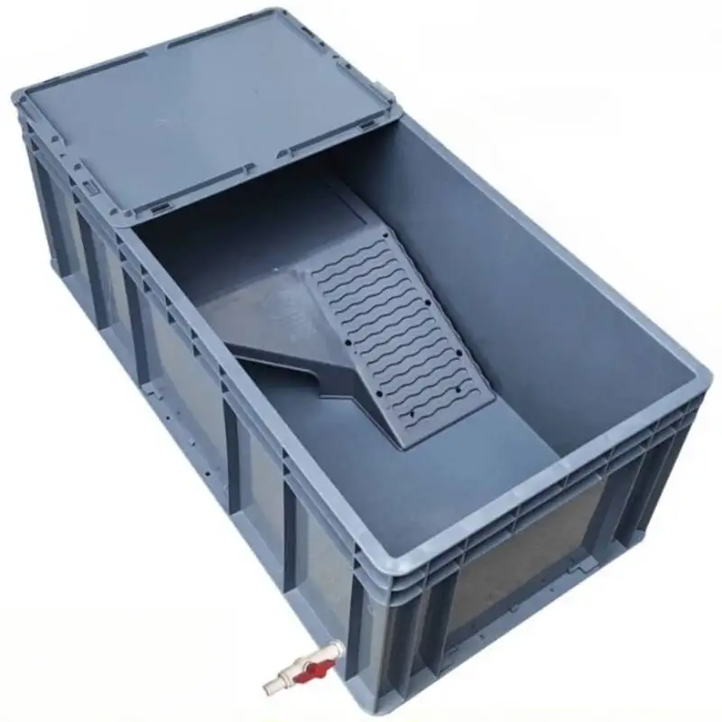 

Большой пластиковый террариум для черепах с боковым дренажем, крышкой и платформой для загара, место обитания для черепах