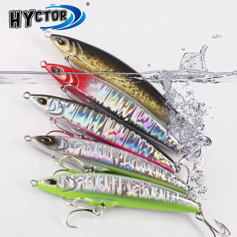 HYCTOR 8cm/13g 9cm/19g BKK hooks long casting sea fishing sinking pencil lure artificial hard stickbait for bass tuna