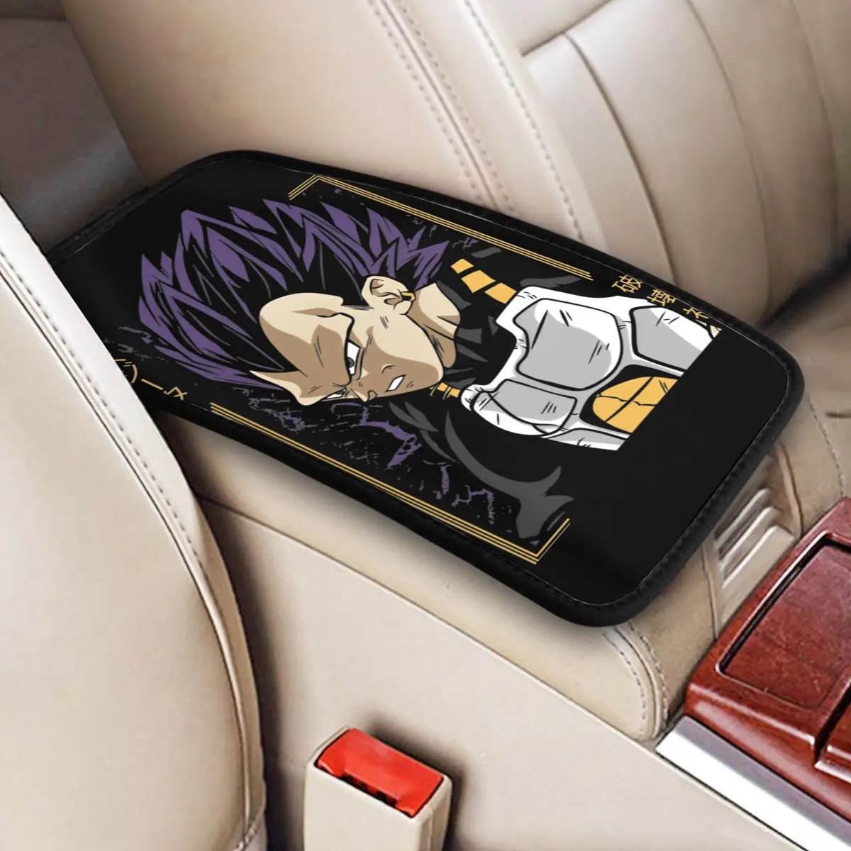 Car Armrest Cover Mat Leather Dragon Ball Z Vegeta Ultra Ego Anime Center Handle Box Pad Cushion Auto Accessories Interior