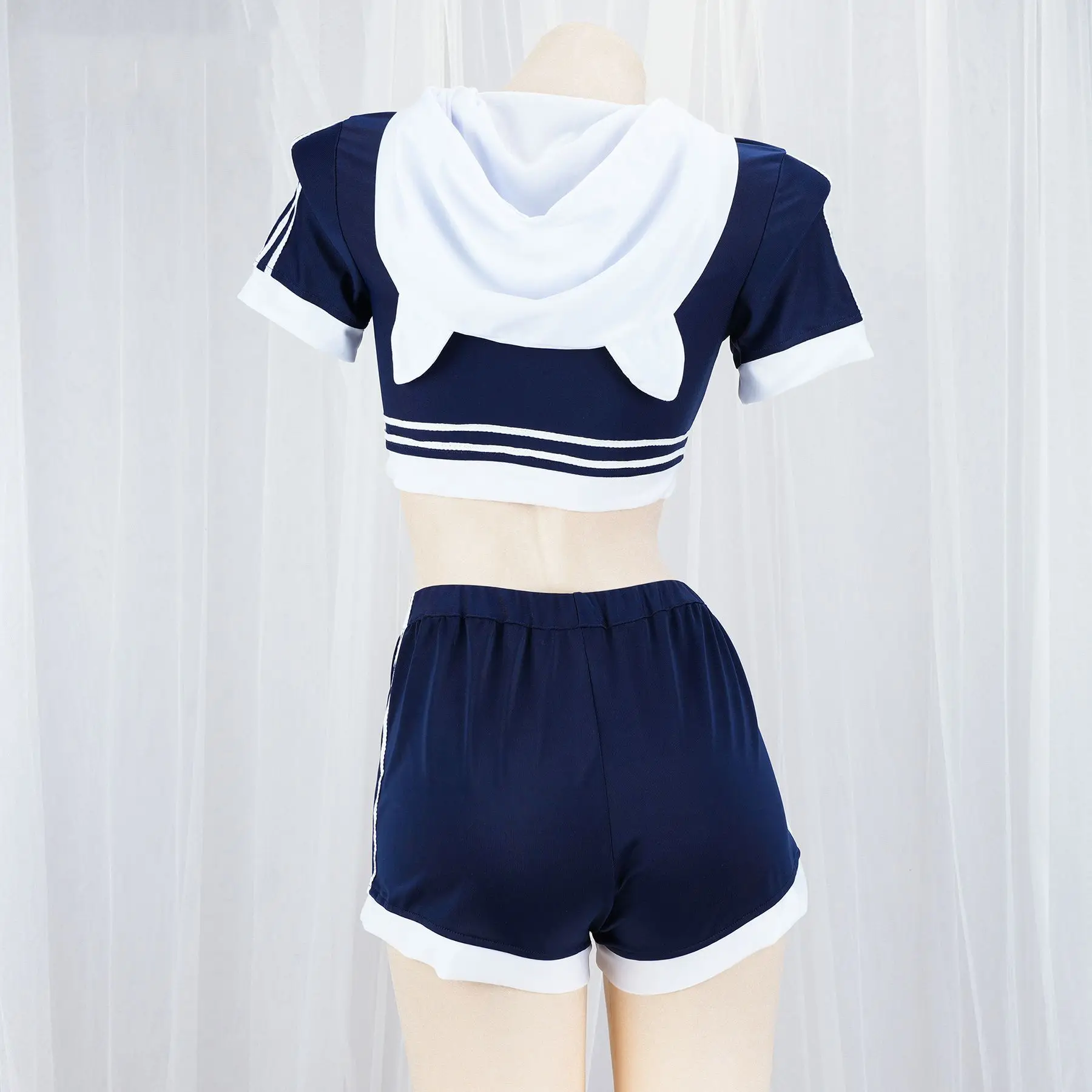 Anime Kawaii Studentessa Tuta da ginnastica con cappuccio Pigiama Donna Casa Blu Carino Lingerie Pantaloncini Costume Cosplay