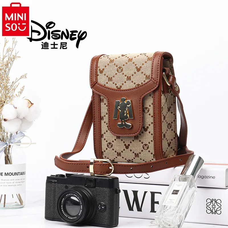 

MINISO Disney Cartoon Mickey Retro Trendy Phone Bag Fashion Women's Sweet Versatile Shoulder Bag