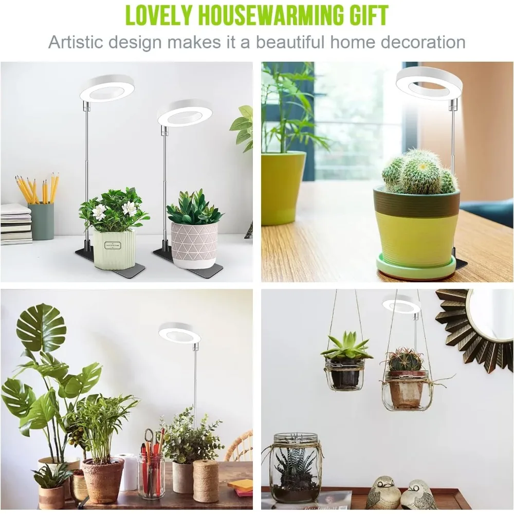 48 LEDs Full Spectrum Grow Lights for Indoor Plants, Adjustable Height with Timer & Brightness Control, 5 Pack