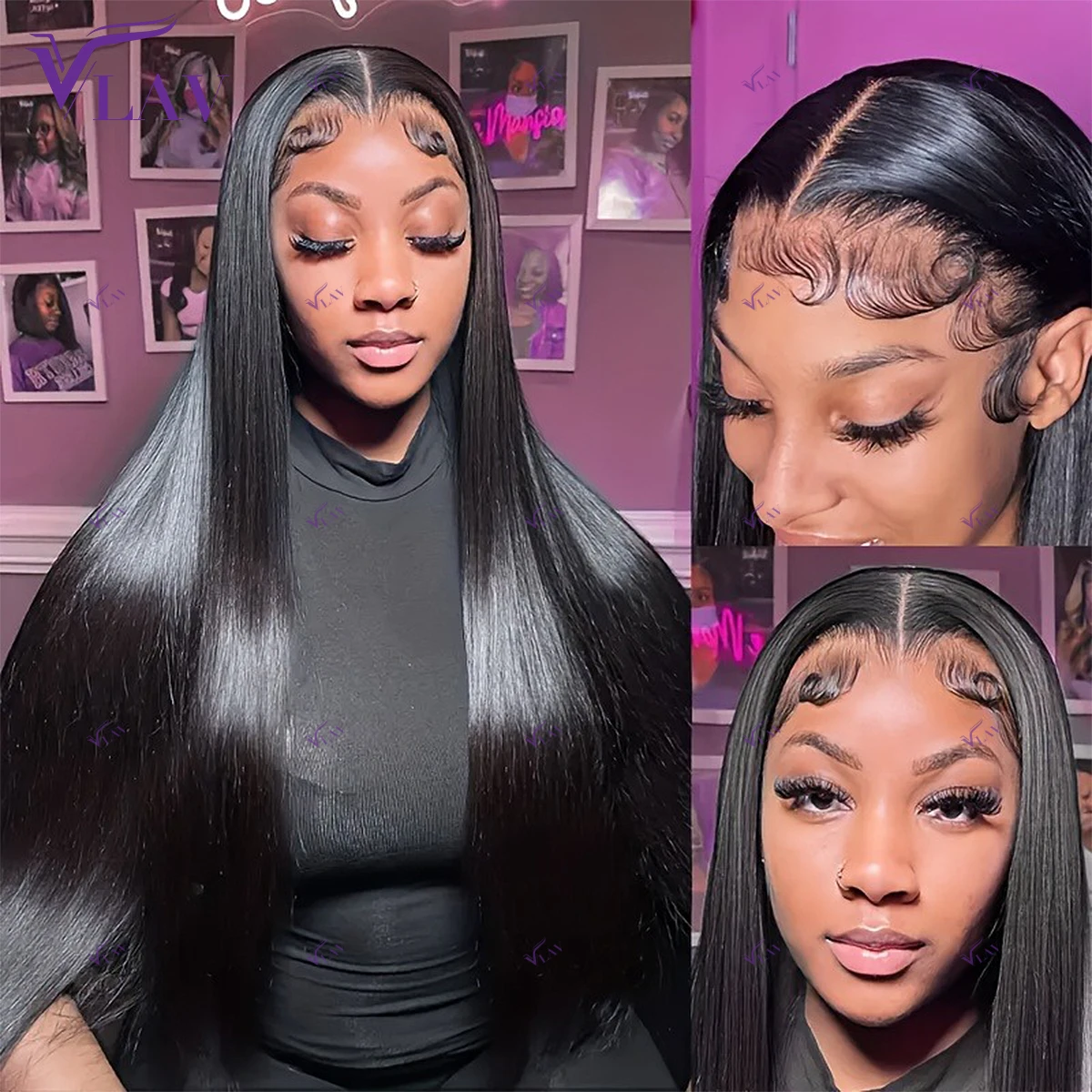 

Bone Straight 13x4 13x6 HD Lace Frontal Brazilian Wigs 5x5 Closure Glueless 360 Full Lace Front Human Hair Wigs For Black Women