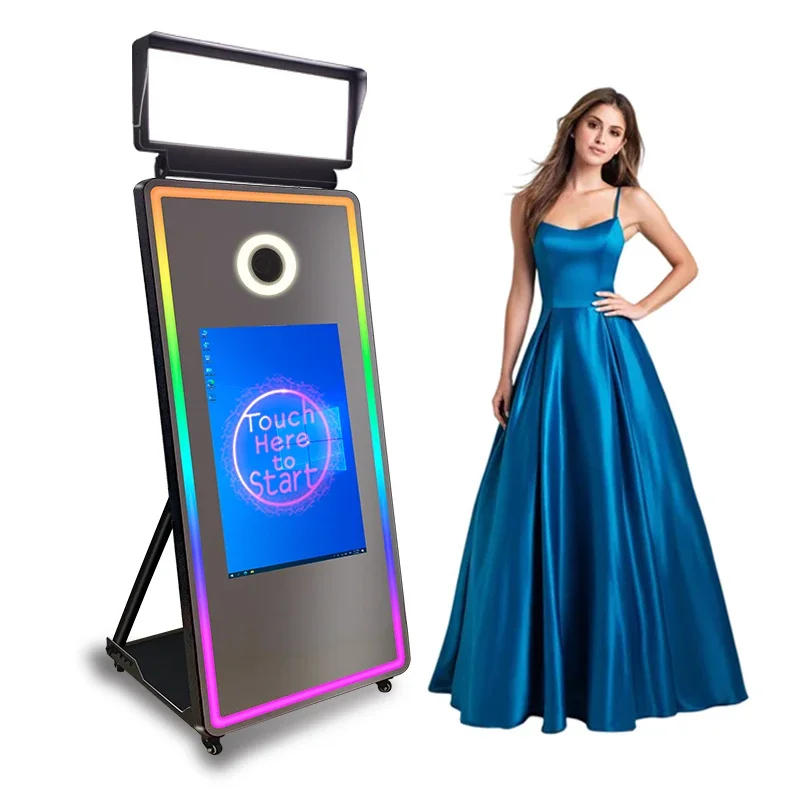 65 inch Mirror Photo Booth Portable With Touch Screen Built In Mini PC Magic Mirror Camera PhotoBooth Machine Printer For Party