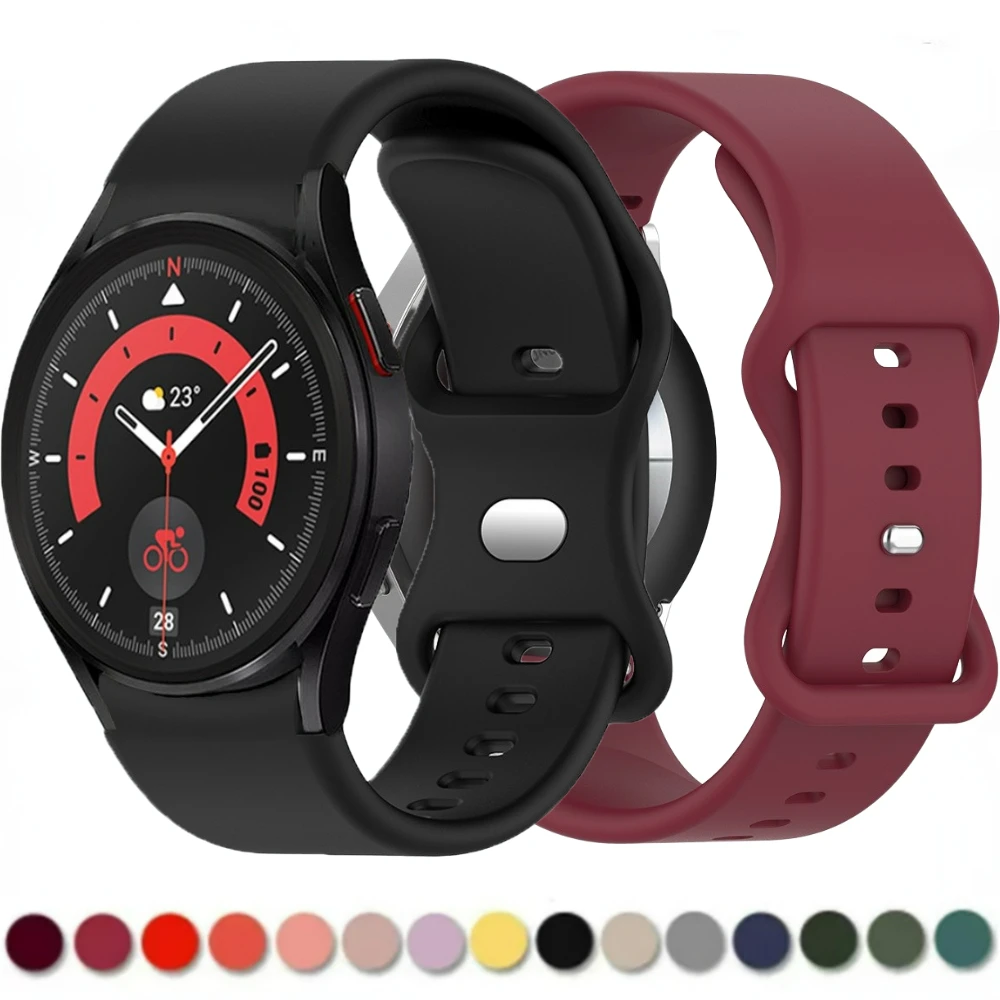 

Silicone Strap for Samsung Galaxy Watch 4/5/6 44mm 40mm/Pro 45mm No Gap Original Wristband for Samsung Watch 6 Classic 47mm 43mm