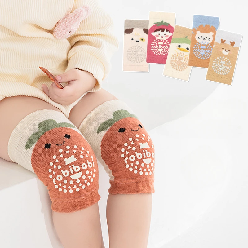 

Children's Crawling Anti Fall Knitted Sock Sleeves Baby Socks Glue Dispensing Anti Slip and Loose Mouth Cartoon Knee Protectors