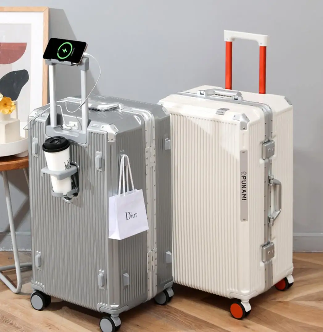 

2026 New Aluminum Frame Luggage, Large Capacity Durable Trolley Suitcase for Men Women, Carry On Travel Suitcase