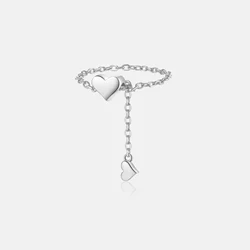 VEWANT Women 925 Sterling Silver Double Heart Chain Fine Luxury Fashion Ring 2024 Anniversary Gift Wedding Party Jewelry