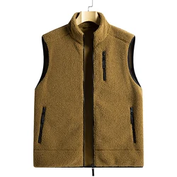 New Men'S Autumn Winter Outdoor Mountaineering Waistcoat Vest Casual Warm Polar Fleece Thick Versatile Fashion Sleeveless Coat