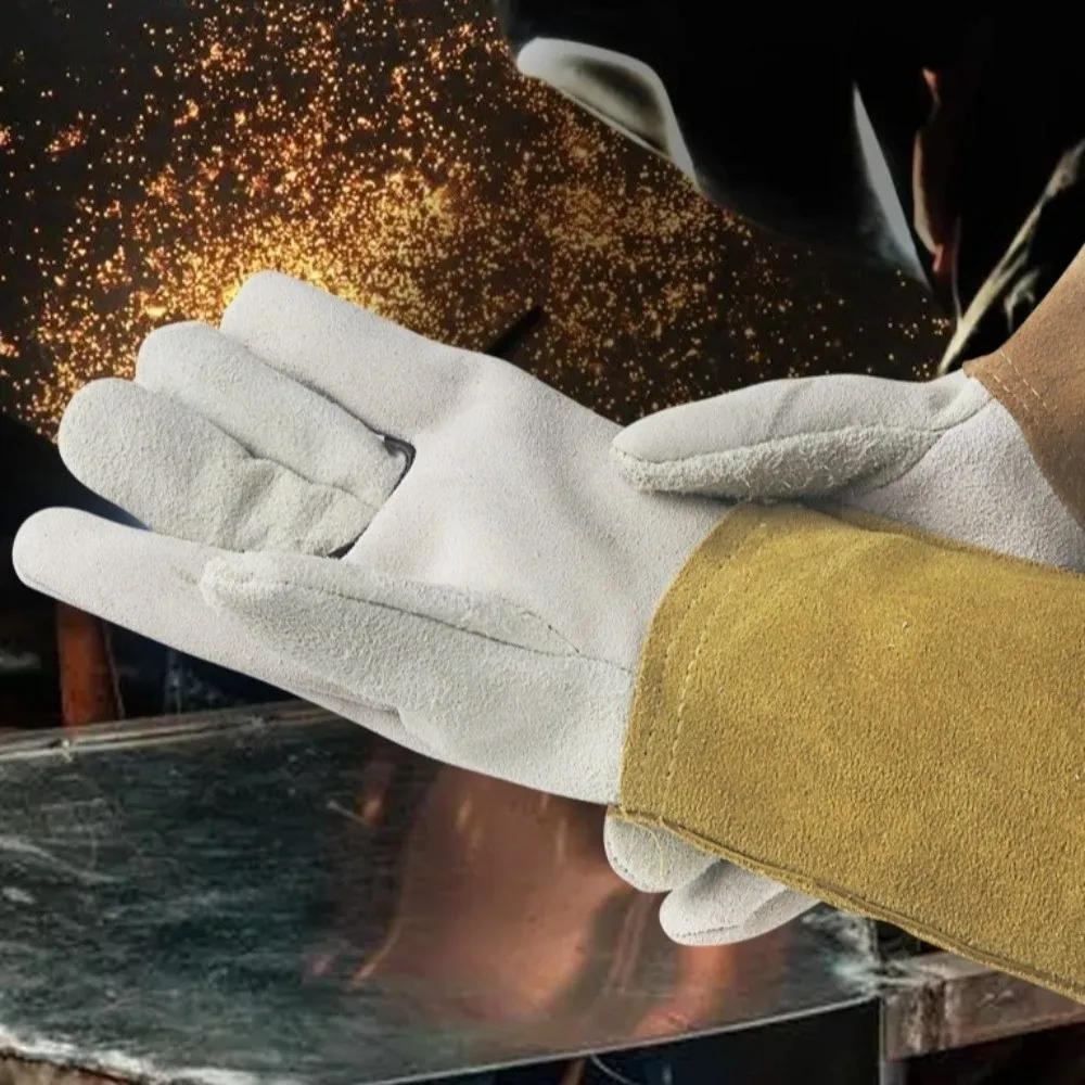 

1 Pair Wear-Resistant Welding Gloves Heat Resistant Cut Resistant Protective Gloves Thorn Proof Thickened Work Gloves