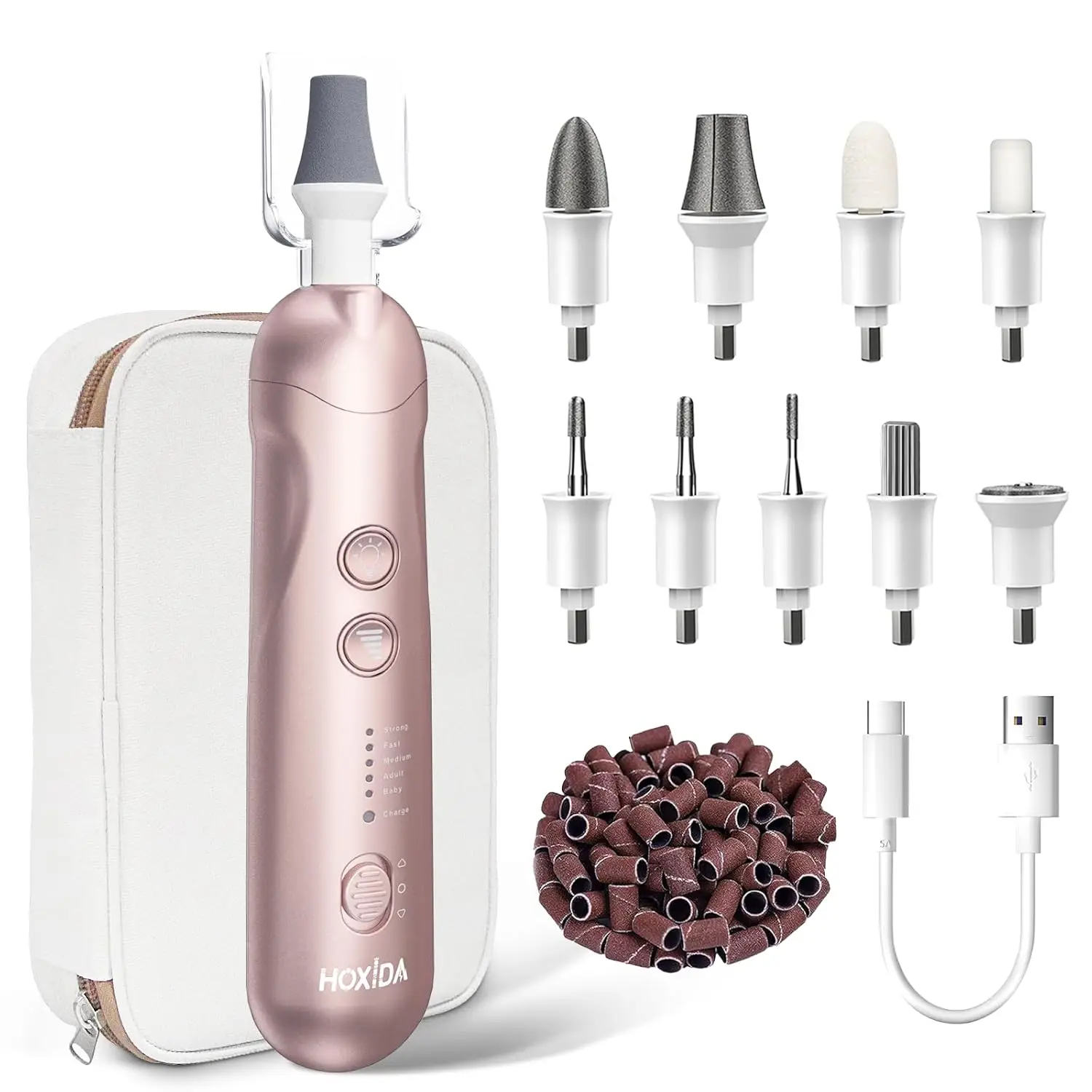 

Набор для маникюра и педикюра с чехлом, профессиональная электрическая пилка для толстых ногтей на ногах, беспроводная, 5 скоростей, для педикюра