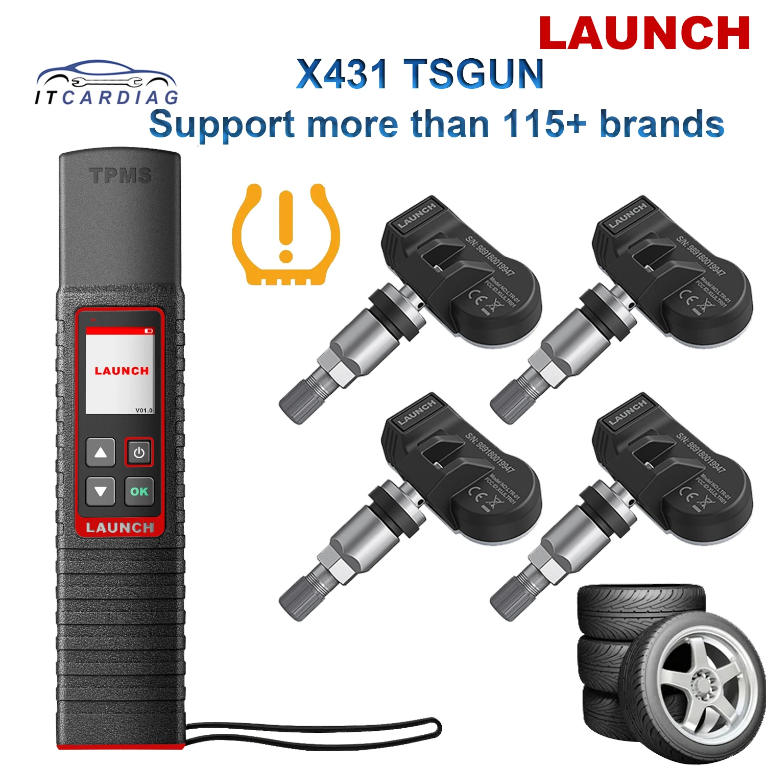 Launch X431 TSGUN TPMS 2in1 RF-Sensor 433 315MHZ Handheld X-431 TSGUN Car Tire Pressure Detector Programming Diagnostic Tools