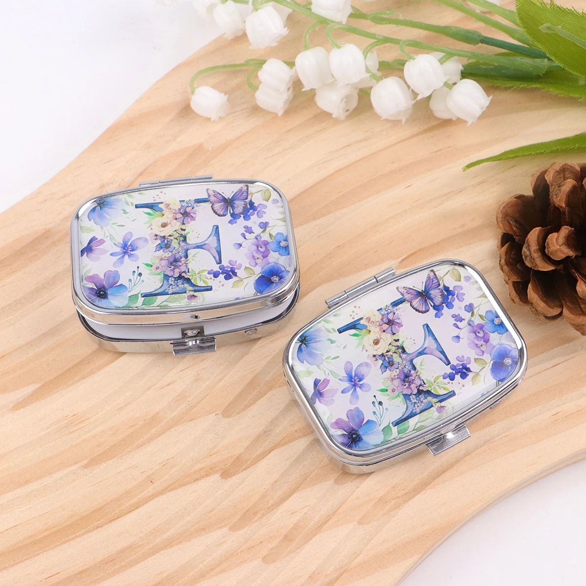 English Letter Pill Boxes Flowers Sealed Subpackage Case Portable Travel Jewelry Box Mini Organizer Storage Medicine Case - view 2