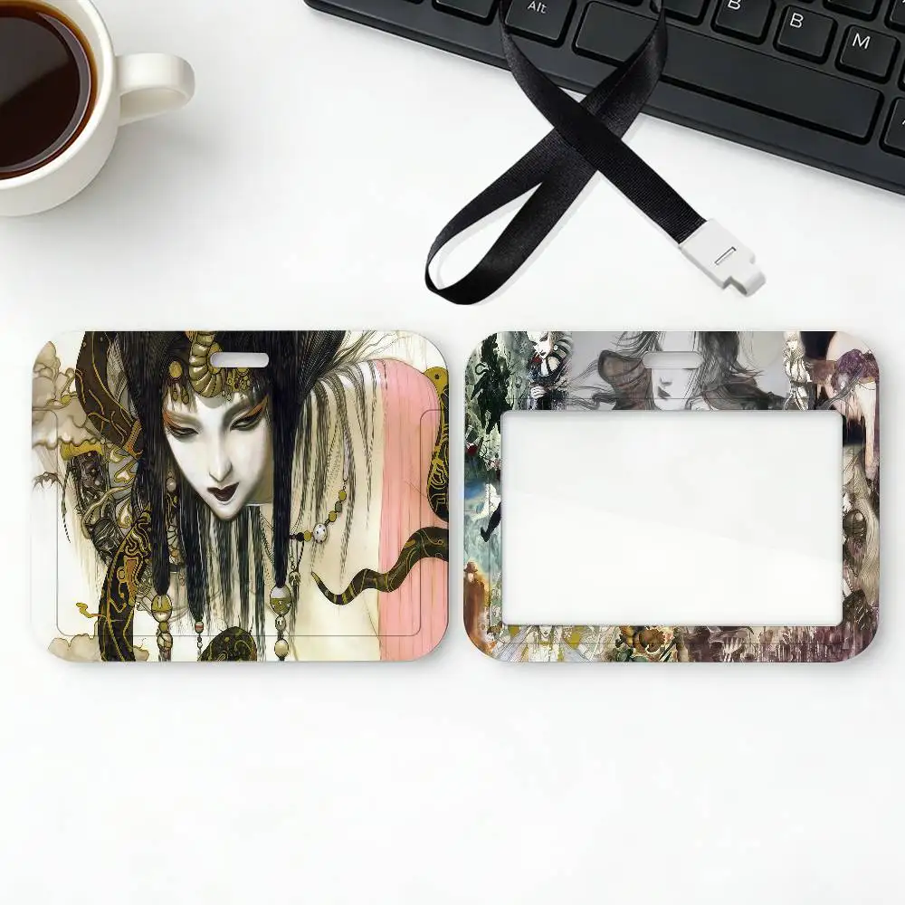 Art Y-Yoshitaka Colorful A-Amano Card Holder Work Permit Access Bus Subway Cards Protective Sleeve