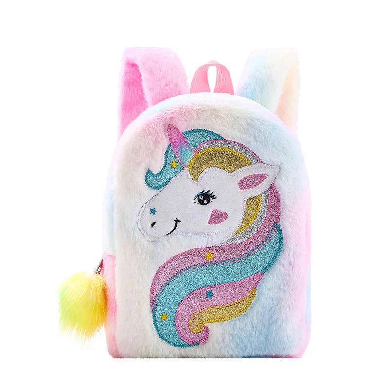 Princess Unicorn Backpacks for Girls Bags Cartoon Animal School Bag Children Kids Winter Schoolbags Colorful Plush Cute Backpack