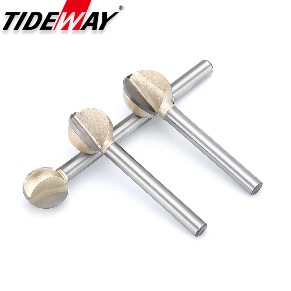 Tideway 3mm 6mm Shank Ball Nose Round Carving Bit Woodworking Router Bit for Wood Milling Cutter Radius Core Tungsten Carbide