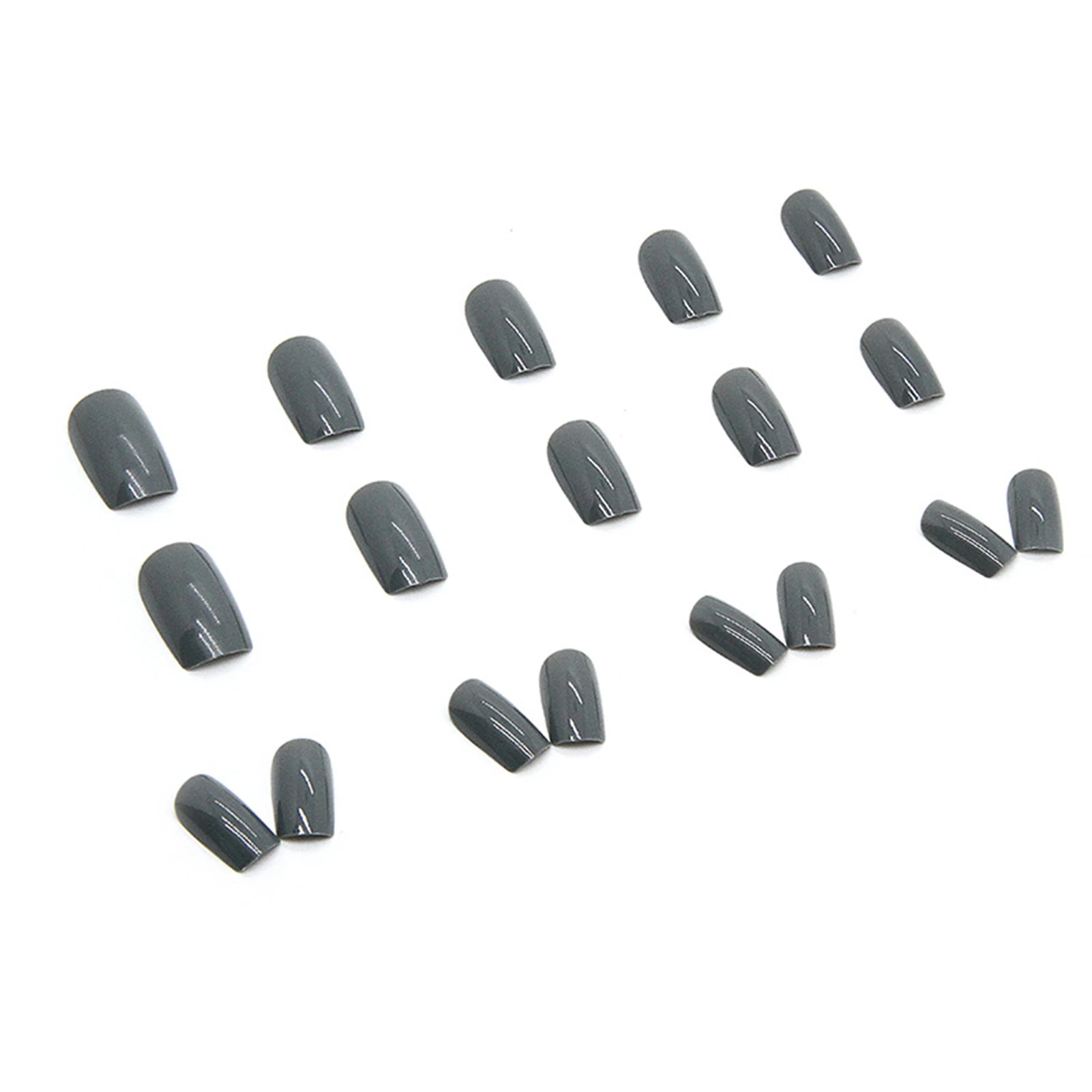 Solid Cement Green Whiten False Manicure Full Cover Square Artificial Nail Tips for Shopping Traveling Dating