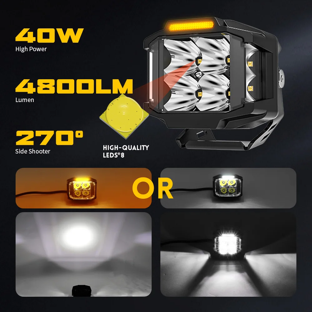 4INCN High Performance IP68 LED Spotlight Driving Light Suitable for Trucks Off-Road Vehicles 4x4s  ATVs  UTVs