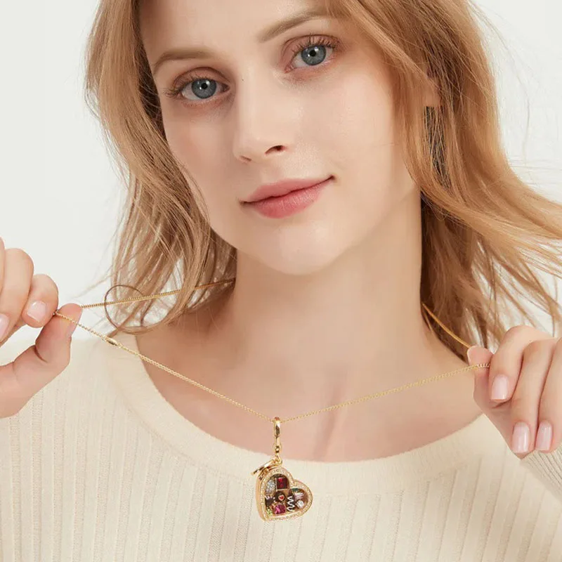 

Heritage Diamond Heart Золотой медальон 18-каратного золота, нержавеющая сталь, ручная работа, подвеска с символом «сделай сам», ожерелье для женщин, подарок