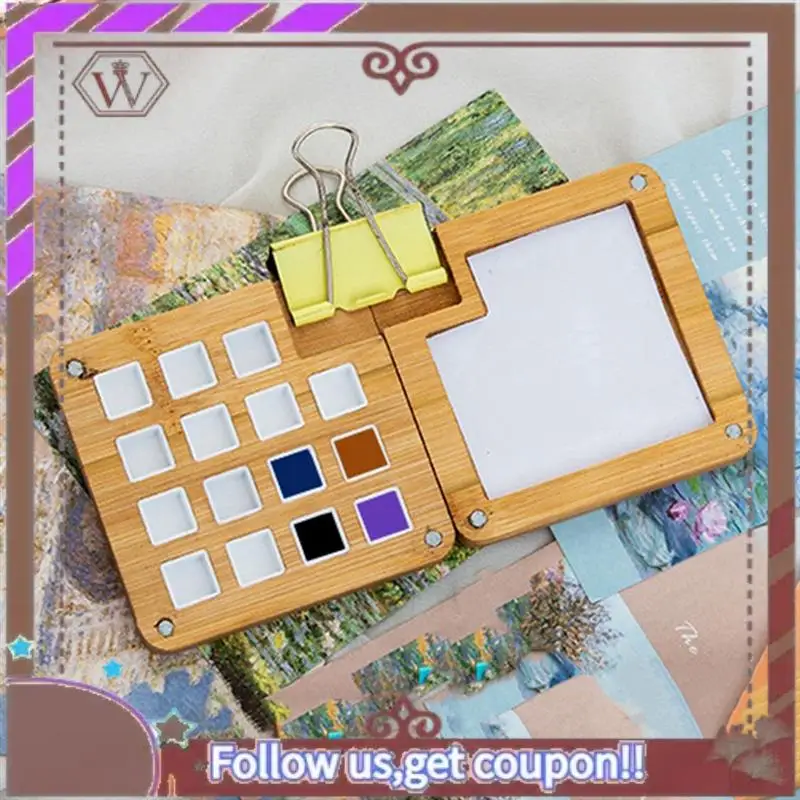 ABBG-لوحة ألوان مائية محمولة صندوق صينية طلاء صغير للفنانين في الهواء الطلق كراسة الرسم لوحة الغواش متينة وسهلة التركيب