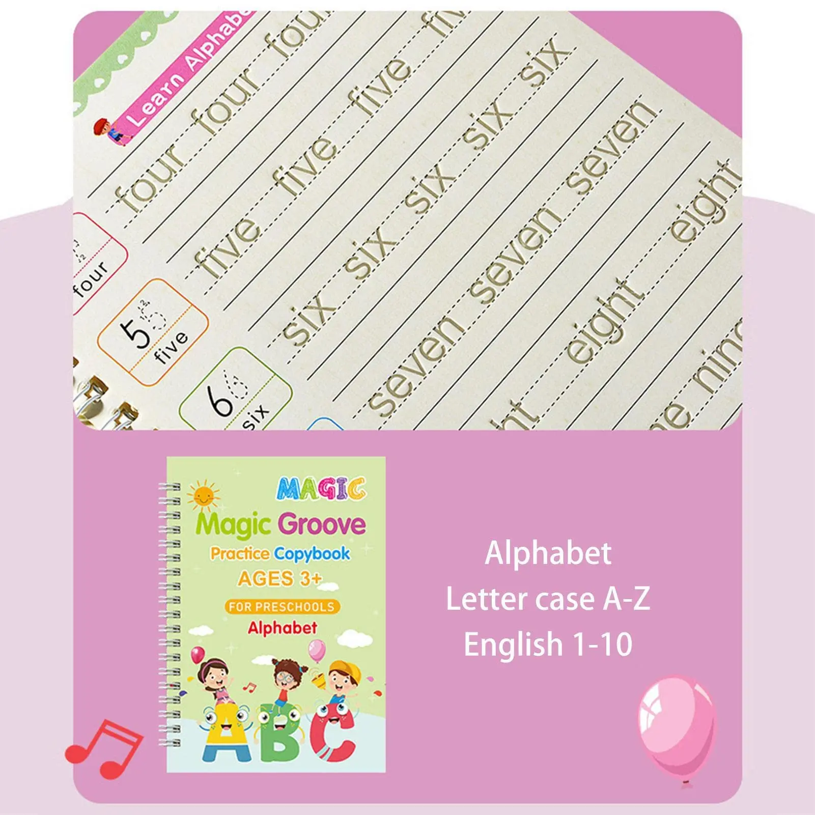 4 Books/set Magic Copybook German Reusable Writing French Practice Book Spanish Handwiriting Workbook Calligraphic English