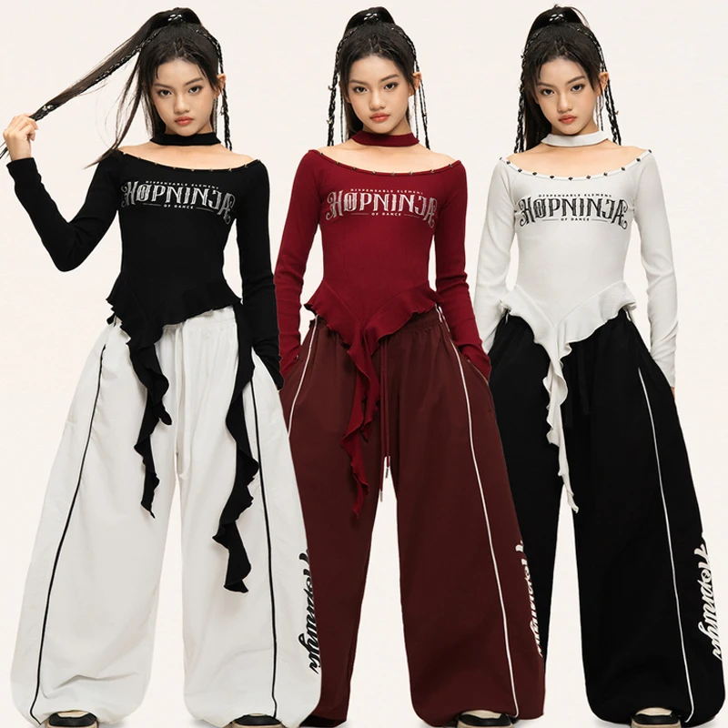 

2025 Children Hip Hop Dance Performance Costumes For Girls Long Sleeved Loose Pants Streetwear Jazz Dance Stage Clothes DQS20872