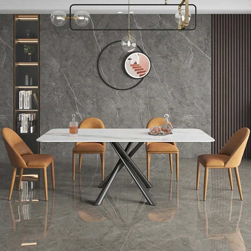 Italian Modern Table Simplicity Design Rectangle Dining Table Set Design Living Room Moveis Para Cozinha Kitchen Furniture