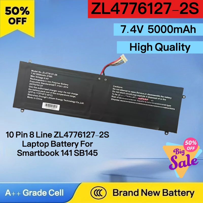 

Newest 7.4V 5000mAh 10 Pin 8 Line ZL4776127-2S ‌Laptop Battery For Smartbook 141 SB145 Replacement Battery