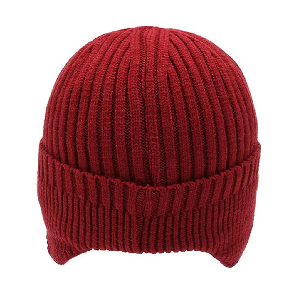 Soft Fleece Lined Thermal Hat Winter Knitted Hat with Ear Flaps for Men Soft Fleece Lined Thermal Cap for Running for Men