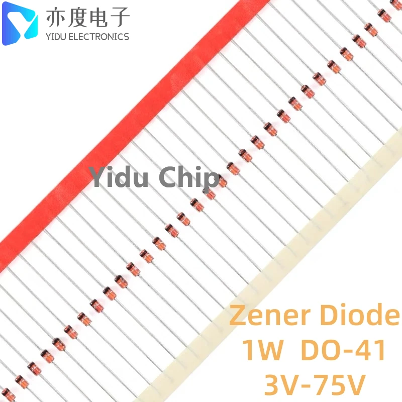 Diode Zener DIP 1W, 1N4755A 43V 1N4756A 47V 1N4757A 51V 1N4758A 56V 1N4759A 62V 1N4760A 68V 1N476l'autorisation 75V DO-41, 100 pièces/lot