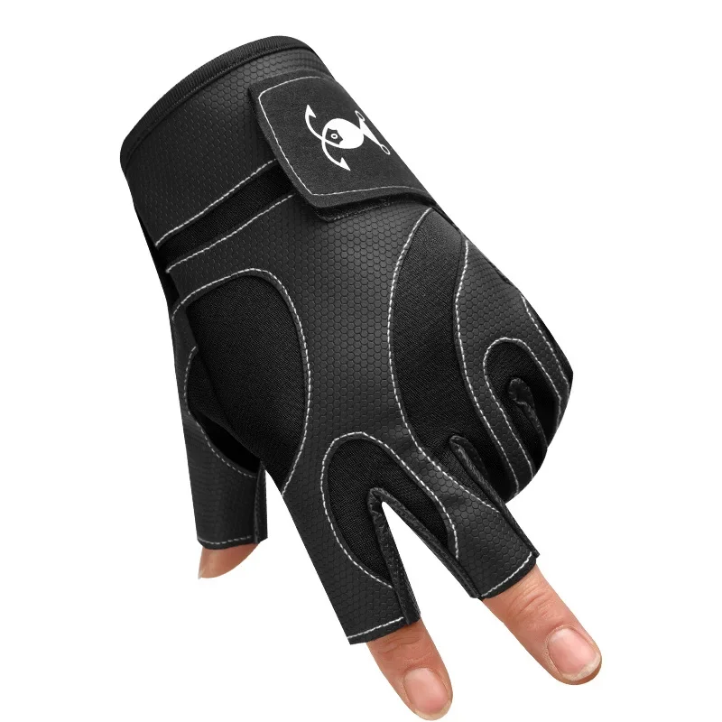 Guanti da pesca da uomo Guanti protettivi da pesca antiscivolo per esterni Guanti mezze dita sportivi con taglio a tre dita Pesca impermeabile