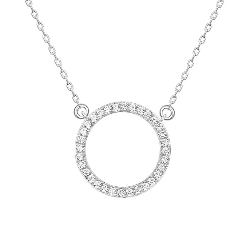 2026 New European and American Fashion Simple Necklace Women's Round Zircon Geometric Extremely Simple Style Design Jewelry