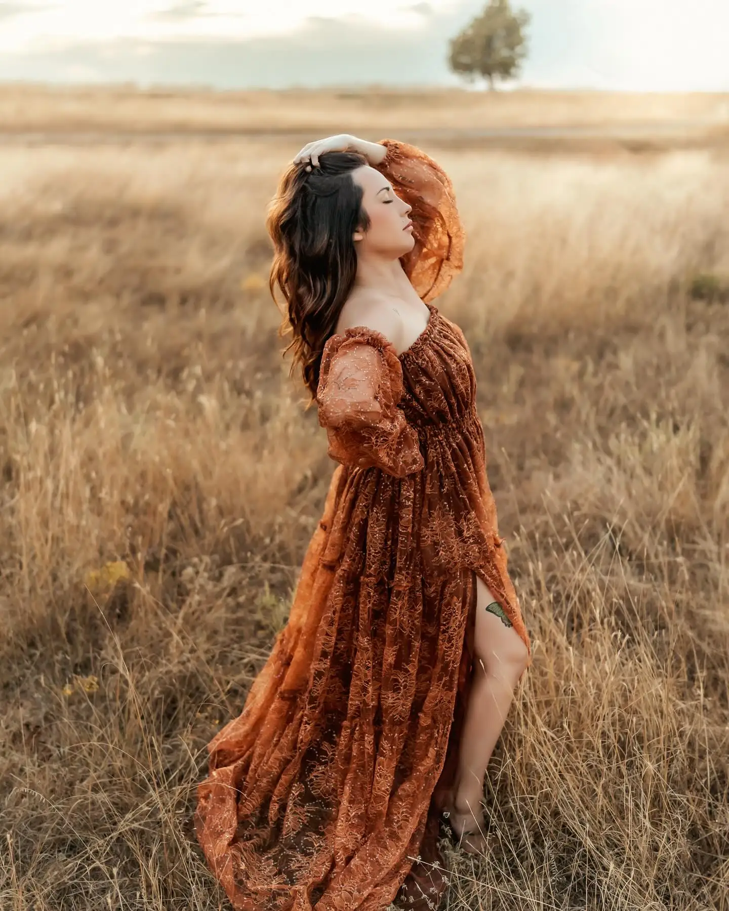 Umstandskleider für Babys, Spitze, Damen, Fotografie, Outfit, Kleid, schulterfreies Kleid, Boho-Schwangerschafts-Fotoshooting