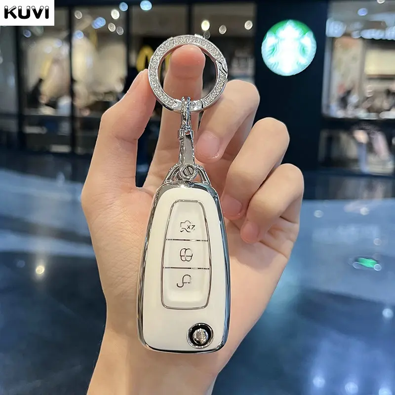 3 Button TPU Car Remote Key Fob Cover Case For Ford Ranger C-Max S-Max Focus Galaxy Mondeo Transit Tourneo Custom Keychain