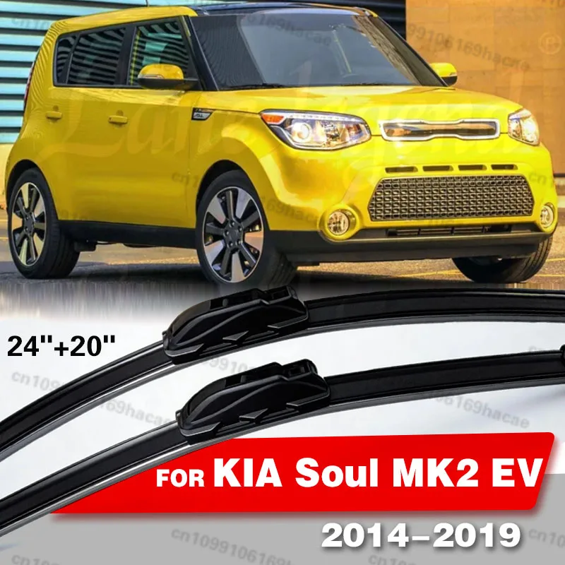 

For KIA Soul MK2 EV 2014-2019 Car Front Wiper U-type Soft Rubber Boneless Wiper HD Quiet Durable Automotive Wiper 24"+20"
