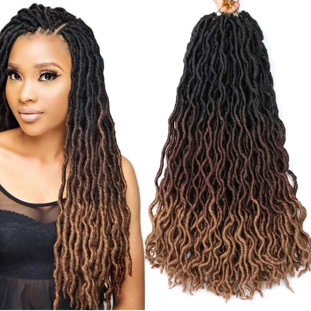 Sallyhair Synthetic 18inch Gypsy Faux Locs Curly Crochet Braids Hair Extensions 18 strands/pack Ombre Braiding Hair