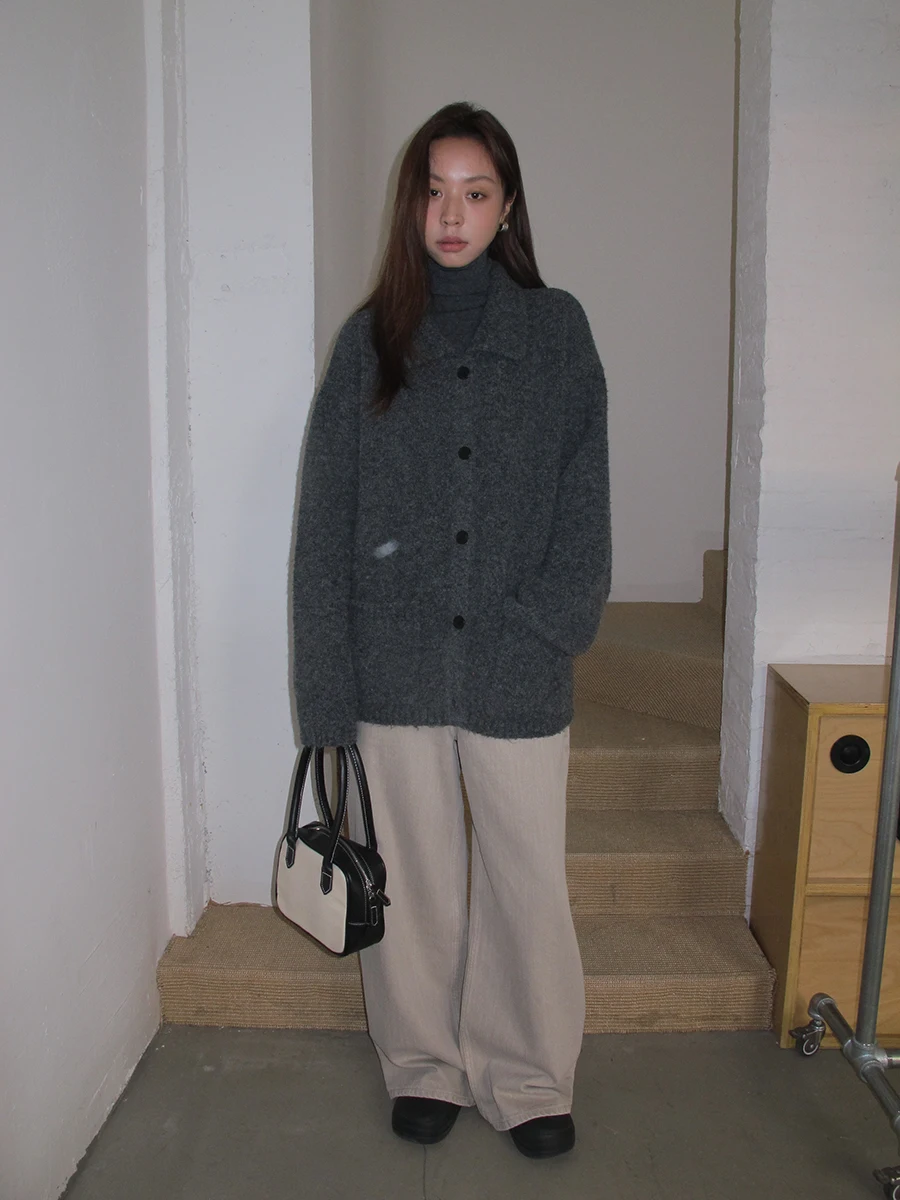 

Soft Cozy Autumn Thiened Knitted Sweater Coat Women's Turn-down Collar Open Cardigan Comfortable Warm Long Sve Top